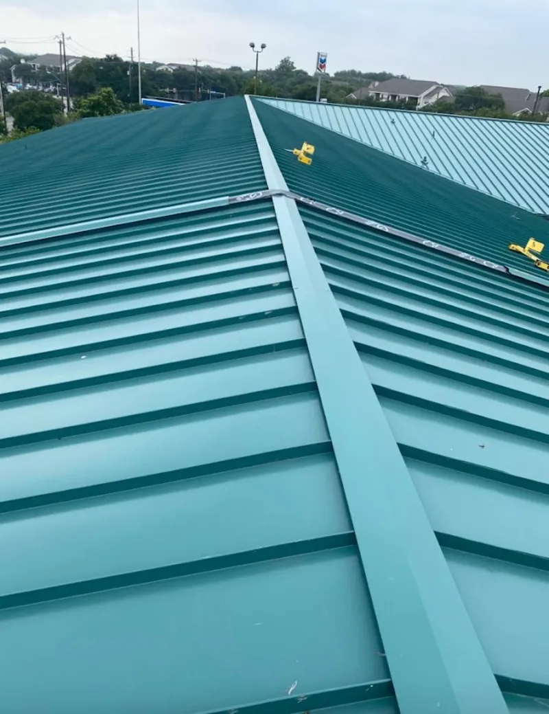 Green commercial metal roof ridge and valley for Metal Roof Repair in Kensington